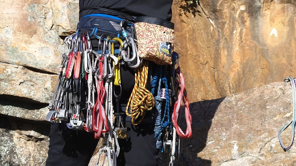 trad or traditional climbing rack