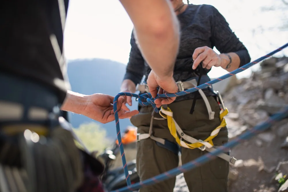 rock climbing safety attaching rope