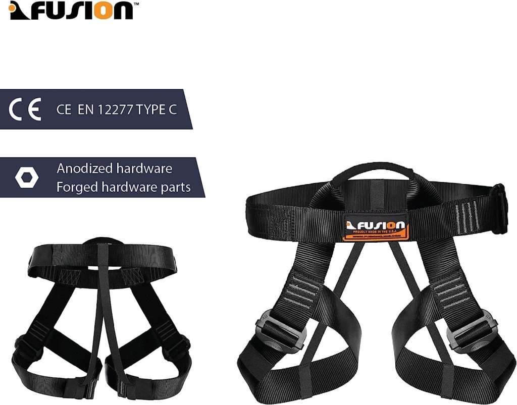 Fusion Climb Centaur Half Body adjustable Harness, Half Body Harnesses for Fire Rescuing Caving Rock Climbing Rappelling Tree Protect Waist Safety Belts (TCH-107-2139-BLKGRY)