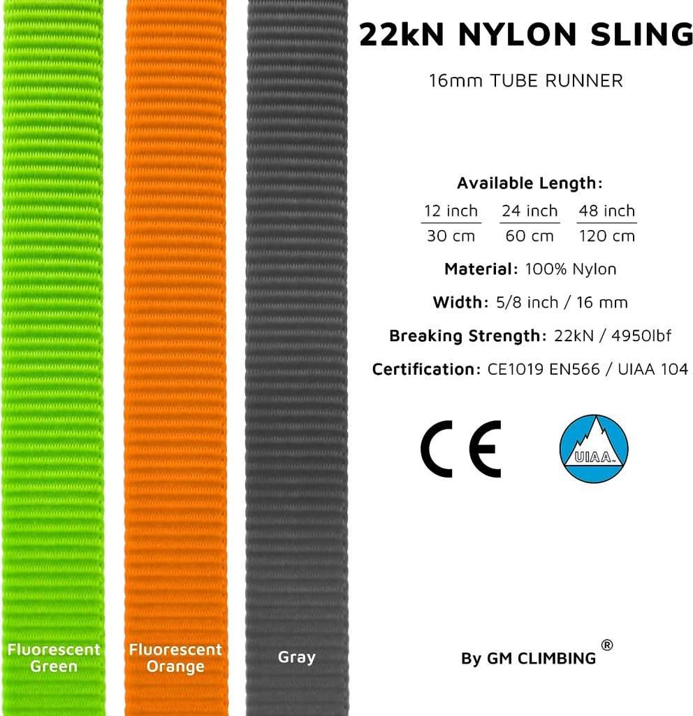 GM CLIMBING 16mm Nylon Sling Runner 22kN / 4950lbf CE UIAA Certified
