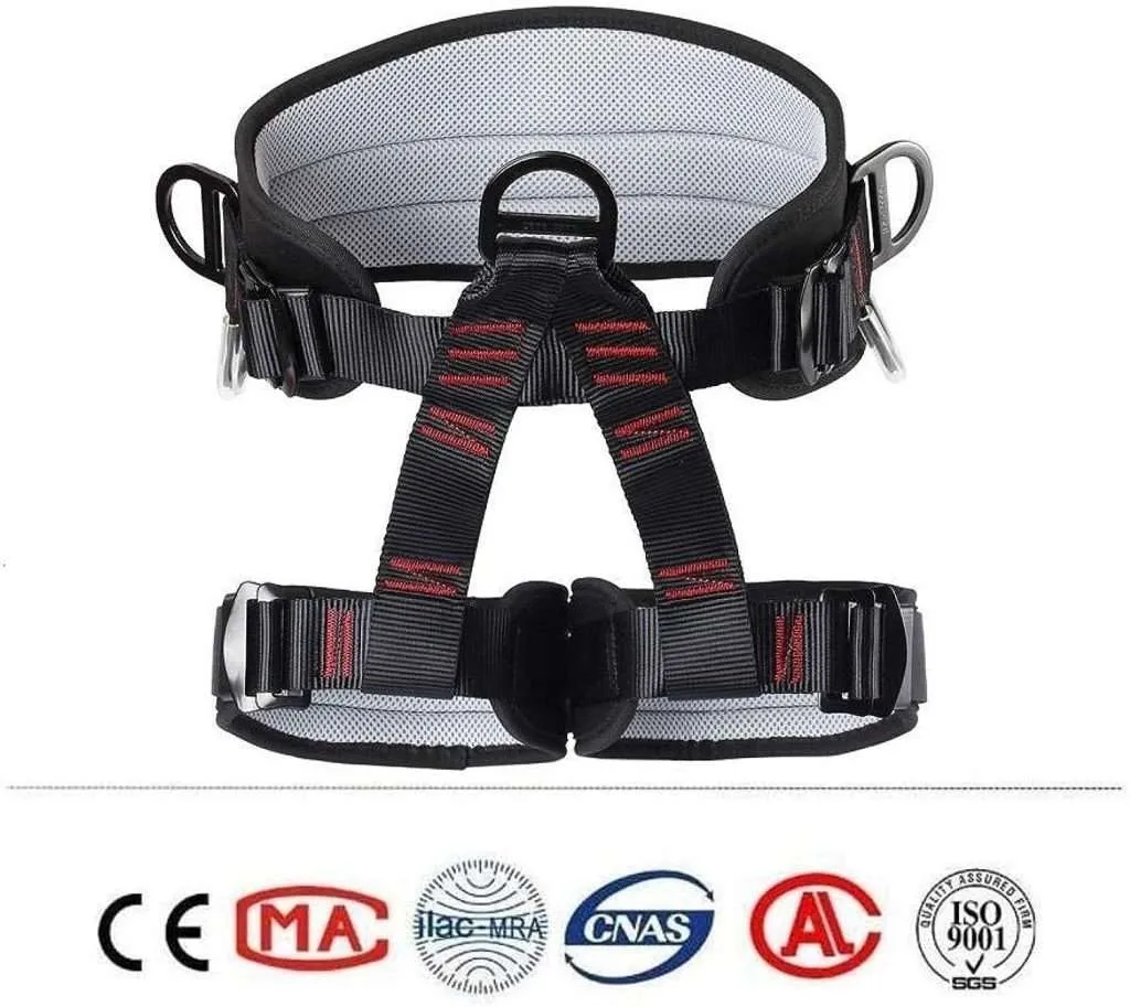 HandAcc Climbing belts, Thicken Professional Half Body Safety Belt Climbing Gear for Mountaineering, Tree Climbing, Fire Rescue, Rappelling and Other Outdoor Adventure Activities