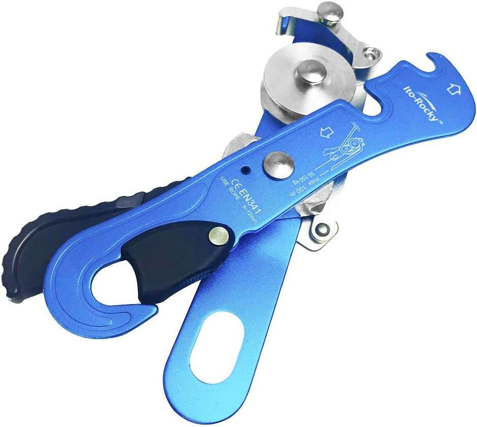 Ito Rocky Climbing Stop Descender Rappelling Anti-Panic Belay Devices for 9-12mm Rope Rescue Equipment Hand Controls Desingned