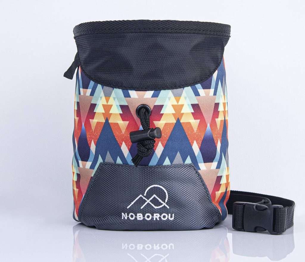 Noborou Chalk Bag for Rock Climbing + Crossfit + Weightlifting | Bouldering Chalk Bag | Wide Opening | Large Zippered Pocket | Adjustable and Removable Belt