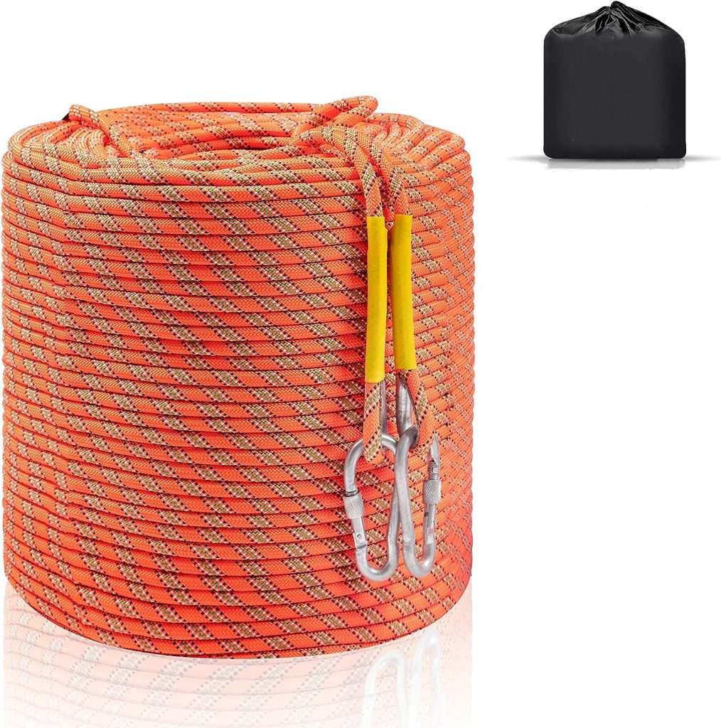 WGOS Climbing Rope, Dynamic Rock Climbing Rope, Braided Polyester Arborist Rigging Rope, Escape Equipment in 32ft/64ft/96ft/160ft/230ft/500ft/985ft with Carry Bag