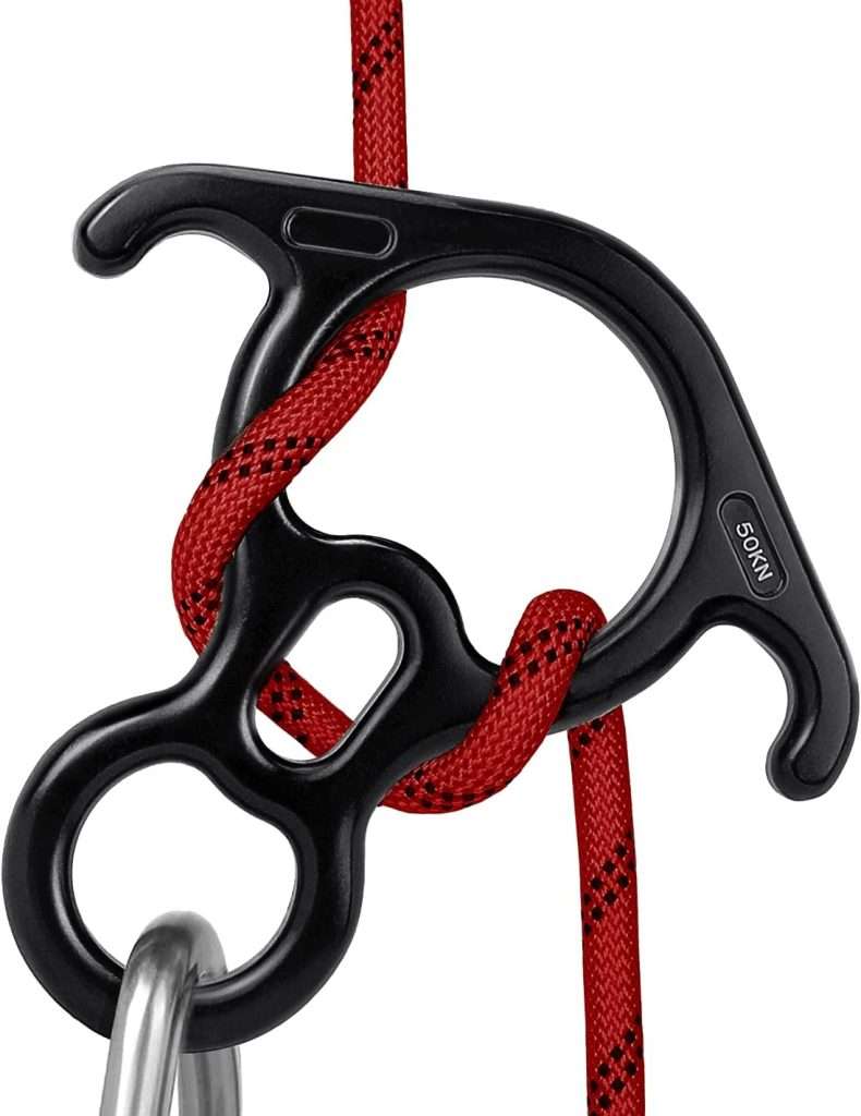 YXGOOD 50KN Rescue Figure, 8 Descender Large Bent-Ear Belaying and Rappelling Gear Belay Device Climbing for Rock Climbing Peak Rescue Aluminum Magnesium Alloy